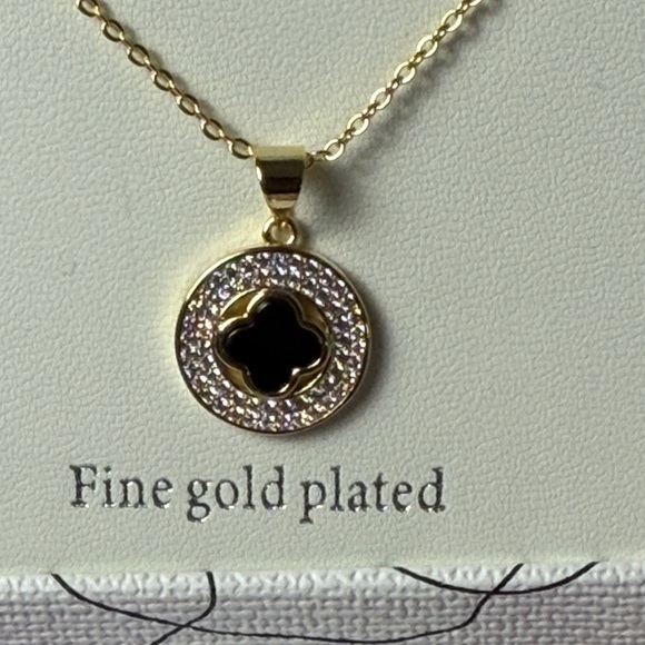 Gold‎ Plated Necklace with Black and Gold Pendant - Picture 4 of 4